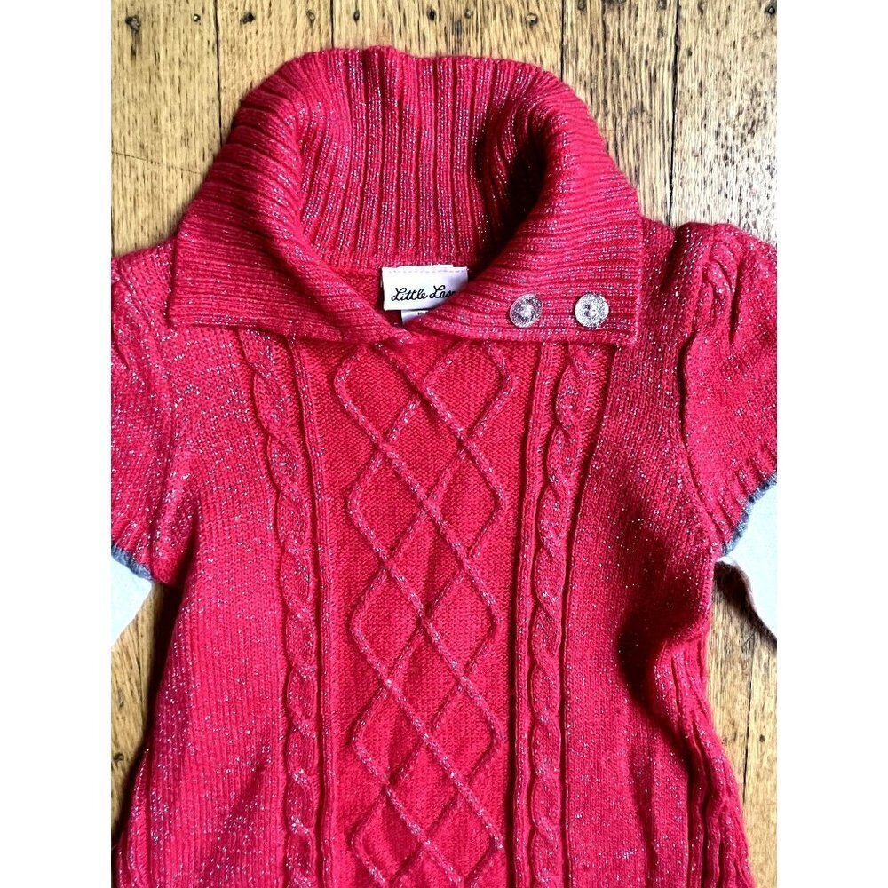 Little Lass Kids Red Sparkle Sweater 6 - Picture 5 of 9